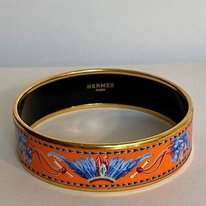 Hermes Plated Wide Enamel Bangle
